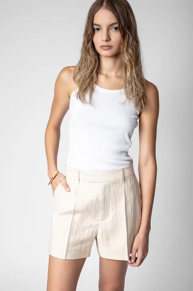 Zadig and Voltaire Skirts and Shorts PLEASE LINEN SHORTS POWDER 8211 Women