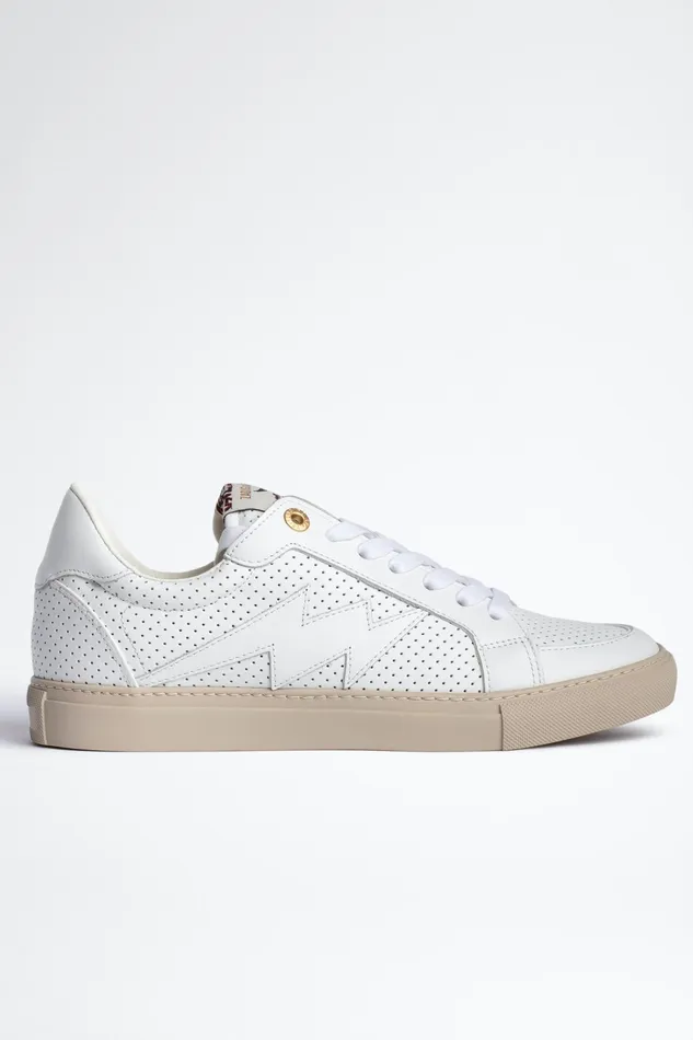 Zadig and Voltaire Sneakers ZV1747 PERFORATED SNEAKERS WHITE 8211 WomenMen